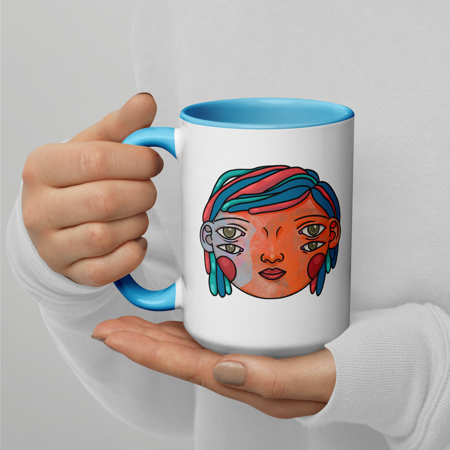 "Esnaeu" Teal Lined Coffee Mug